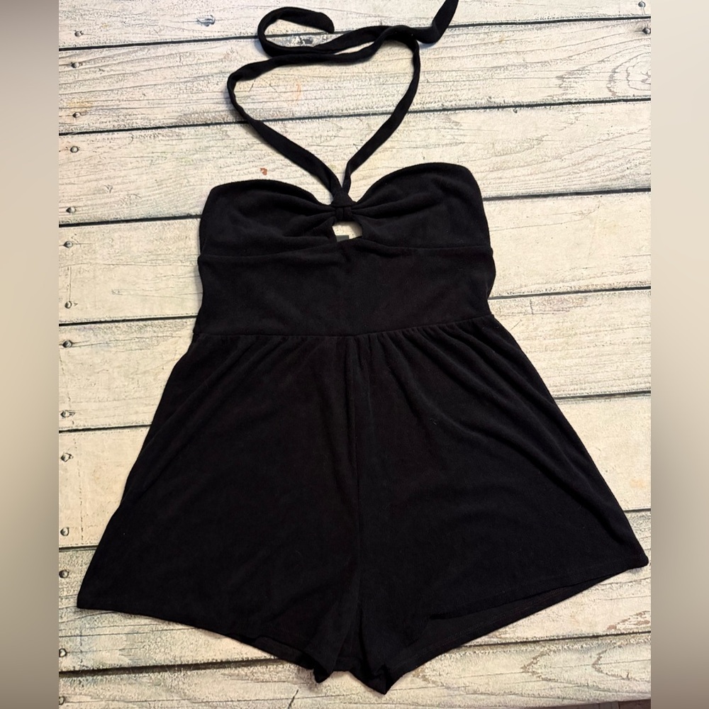 Wild fable black rest cloth halter romper. M
